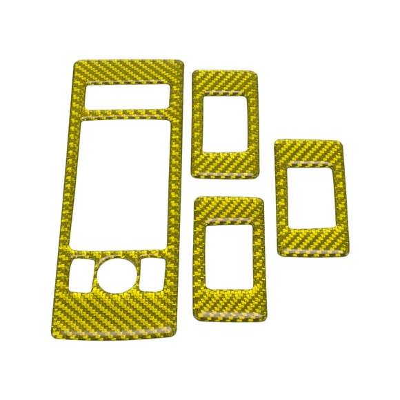 Unique Bargains Window Lift Switch Panel Trim Cover for Land Rover Range Rover Vogue 2013-2017 Front Rear Car Door Window Control Button Sticker Carbon Fiber Yellow