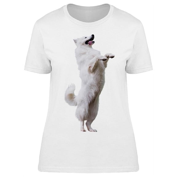 Samoyed Standing On Hind Legs T-Shirt Women -Image by Shutterstock, Female x-Large