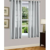 1 PANEL MIRA SOLID SILVER GRAY SEMI SHEER WINDOW FAUX SILK ANTIQUE BRONZE GROMMETS CURTAIN DRAPES 55 WIDE X 63" LENGTH