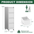 thumbnail image 3 of Dtwnek 4 Drawer Metal Locking Vertical File Cabinet with Wheels, Lockable Cabinet for Home & Office, White, 3 of 10