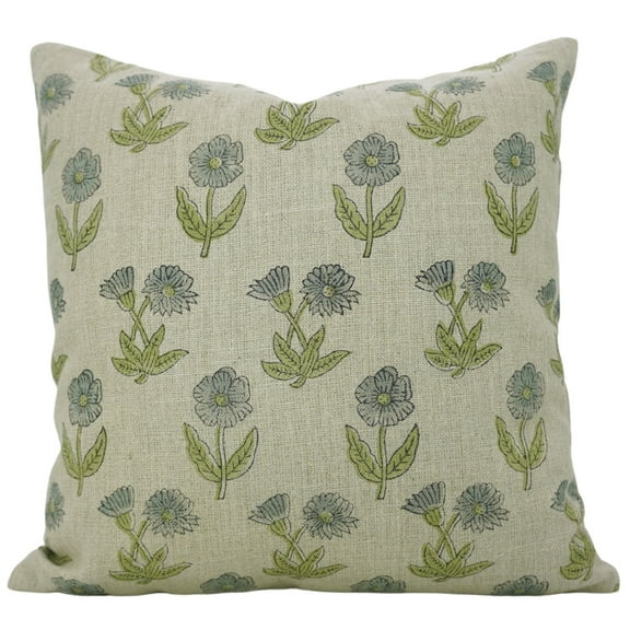 Fabdivine Floral "Thick Linen" Indoor Square Decorative Throw Pillow Cushion for Couch,sofa, Patio ,26"X26", Gray
