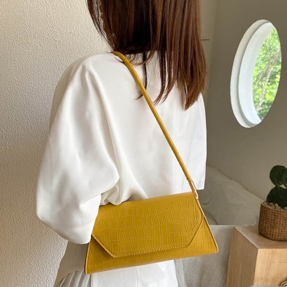 WEAVILUX Trendy Yellow Shoulder Bag for Women, Stylish Party Purse with Storage, Lightweight and