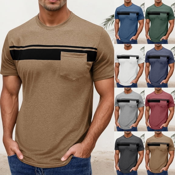 T Shirts for Man Short Sleeve Pack Crewneck Hawaiian Tees Shirt Stretch Undershirt Tee Tops Bulk Summer Trendy Athletic Short Sleeve (Green,XXL)