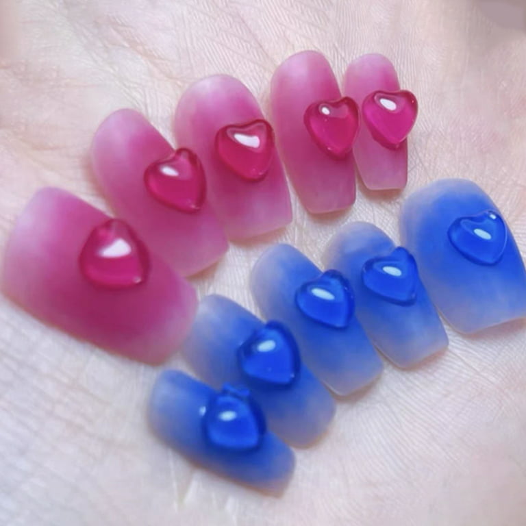 10 Pcs Metallic Nail Charms Heart Hollowed With Pink Red Blue Diamond 3D  DIY Valentines Nail Charms Decorations Supplies - AliExpress