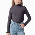 thumbnail image 2 of Child Girls Long Sleeve Shirt for 6 12 18 24 Months 3T 4T 5T 6T 7T 8T 9T 10T 11T 12T Fall Clothes Solid Basic Long Sleeve T Shirt Casual Mock Neck Tshirt Girls Tops, 2 of 5