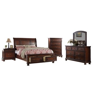 Acme 2pc Louis Phillipe III Sleigh Bedroom Set in Cherry