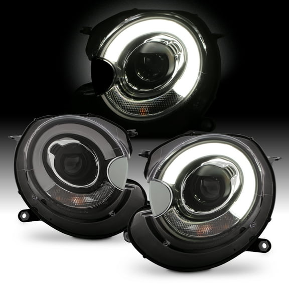 AKKON - For Mini Cooper Sport Coupe Black Bezel DRL Daylight LED Halogen Type Projector Headlights Front Lamps