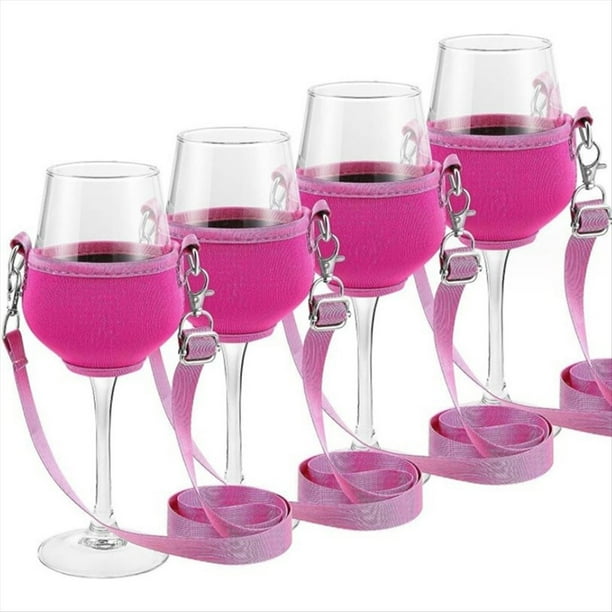 4 Piezas de Correa de Soporte Portátil para Copas de Vino, Correa de Soporte para el Cuello para Herramientas de Cóctel de Cumpleaños C
