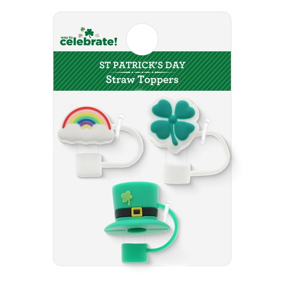 Way to Celebrate St. Patrick's Day Straw Toppers, 3 Pieces