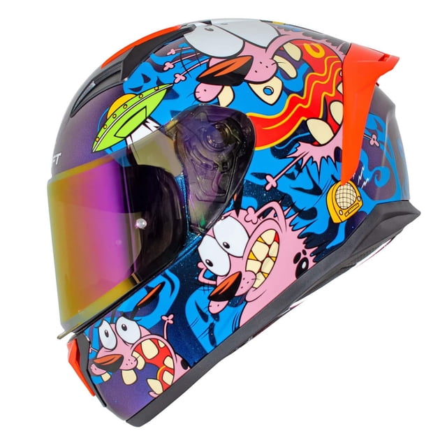 Casco Moto Azul Coraje Perro Cobarde Certificado Talla L