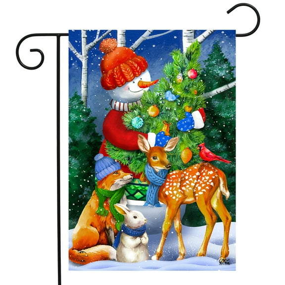 Briarwood Lane Woodland Snowman Christmas Garden Flag