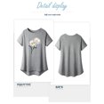 thumbnail image 5 of Xuanfei Women Round Neck Floral Daisy Print Short Sleeve T-Shirt, 5 of 6