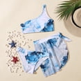 thumbnail image 2 of Girls Swimsuit Size 6 Cut Out Bikini Bottoms Spaghetti Strap Tankini Set 3 Piece Allover Printed Girls Bathing Suit&nbsp;size 12, 2 of 7