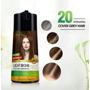 Herbishh Light Brown PPD-Free Hair Color Shampoo for Gray Hair, Hair Dye Shampoo 3 in 1, 100% Gray Coverage, Permanent Hair Color for Men & Women, Ammonia-free, 400 ml