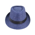 thumbnail image 1 of Yuanlong Fedora Hats Womens Mens Woven Straw Ribbon Band Jazz Hat Spring Summer Streetwear Fashionable Breathable Sun Hats, 1 of 2