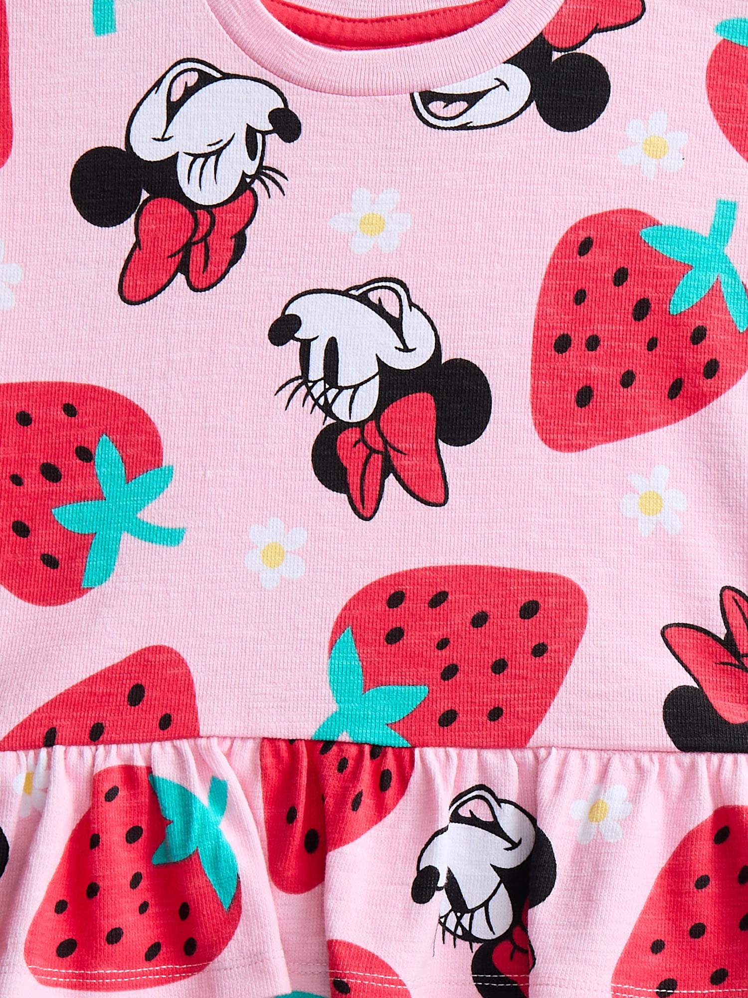 Minnie Mouse Baby Girls' Allover Print Short Sleeve Tee and Matching Shorts Set, 2-Piece, 0/2M-6/9M