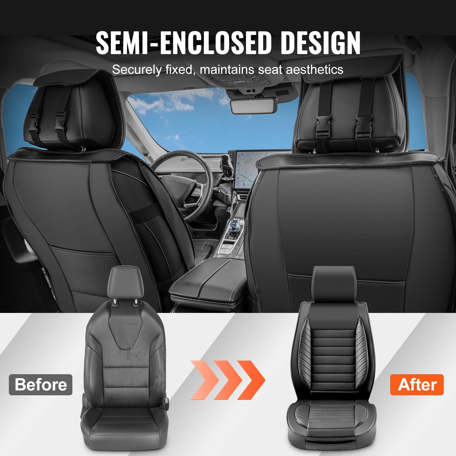 KFFKFF 2 Piece Universal Black Front Seats for Most Cars SUVs and Trucks