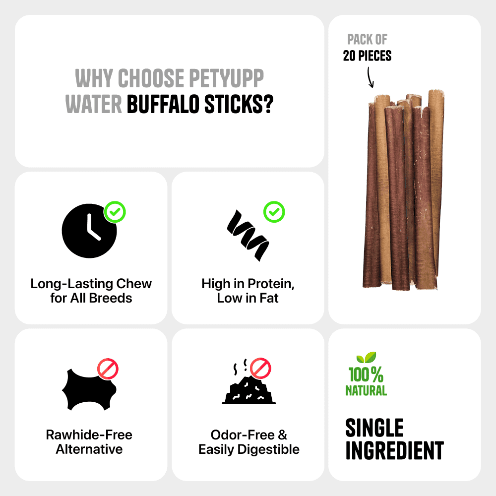 PetYupp Bully Sticks Dog Chew Treats 12 Inch 20 Count