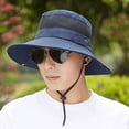 thumbnail image 2 of VONTER Unisex Wide Brim Sun Hat,Outdoor UPF 50+ Waterproof Boonie Hat Summer UV Protection Sun Caps Camping Hiking Fishing Hunting Boating Safari Cap for Men and Women - Navy blue, 2 of 8