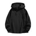 thumbnail image 4 of Mens Lightweight Waterproof Jacket Windproof Rain Hooded Hiking Jackets Color: Black Size: XXXXL, 4 of 4