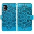 thumbnail image 5 of Compatible with Samsung Galaxy A51 5G/A 51 5G UW Verizon Wallet Phone Case and Tempered Glass Screen Protector Flower Faux Leather Flip Credit Card Holder Stand Zipper Cell Cover for 51A Women Blue, 5 of 9