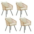thumbnail image 2 of AVAWING Patio Bistro Dining Chairs Set of 4, Outdoor Wicker Chairs with Waterproof Cushions, White, 2 of 7