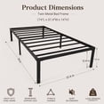 thumbnail image 2 of Aitjunz Twin Size Metal Bed Frame, 14 Inch Heavy Duty Steel Platform Bed Frame with Under Bed Storage, No Box Spring Needed, Black, 2 of 6