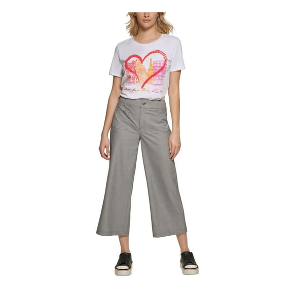 KARL LAGERFELD PARIS Womens Black Pocketed Zippered Cropped Wide Leg Pants 16