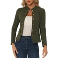 thumbnail image 1 of INSPIRE CHIC Vestons Ouverts pour Femmes, Manches Longues Décontractées, Boutons, Veston de Bureau, S Vert Armée, 1 of 6