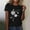 Black, variant on Munlar Tops for Women Summer Beige Casual 2025 Short Sleeve Dandelion Print Crew Neck T Shirts M