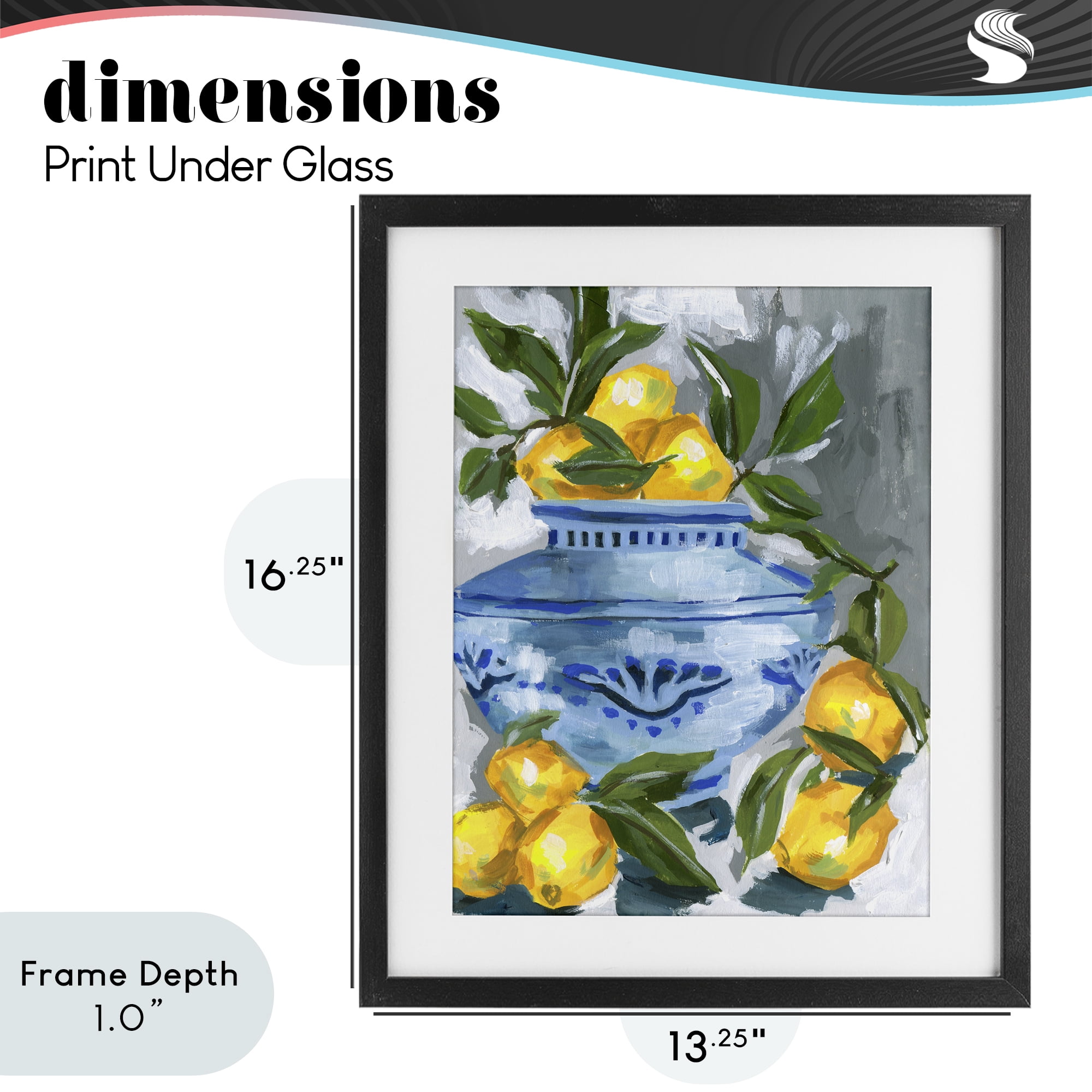 Stupell Industries Indigo & Lemon Vase Black Framed Print Under Glass, design by Melissa Wang