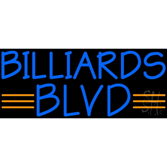 Billiards Blvd LED Neon Sign 6 x 15 - inches, Black Square Cut Acrylic Backing, with Dimmer - Bright and Premium built indoor LED Neon Sign for wall décor, arcarde, and storefront.