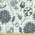 thumbnail image 2 of Snail Fabric by the Yard Upholstery, Vintage Weathered Illustrated Natural Various Flowers Leaves and Mollusks, Decorative Fabric for DIY and Home Accents, White and Dark Indigo by Ambesonne, 2 of 5