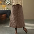 thumbnail image 5 of KHONTS Women's Puffer Quilted Skirt Winter Insulated Warm High Waist Front Split Long down Skirt with Pockets Coffee L, 5 of 6