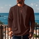 thumbnail image 1 of Blusas y camisas de manga larga con cuello redondo para hombre, informales, de color liso, con hombros descubiertos, rectas, con lazo en el pecho, cuello redondo, manga larga, blusas de licra., 1 of 8