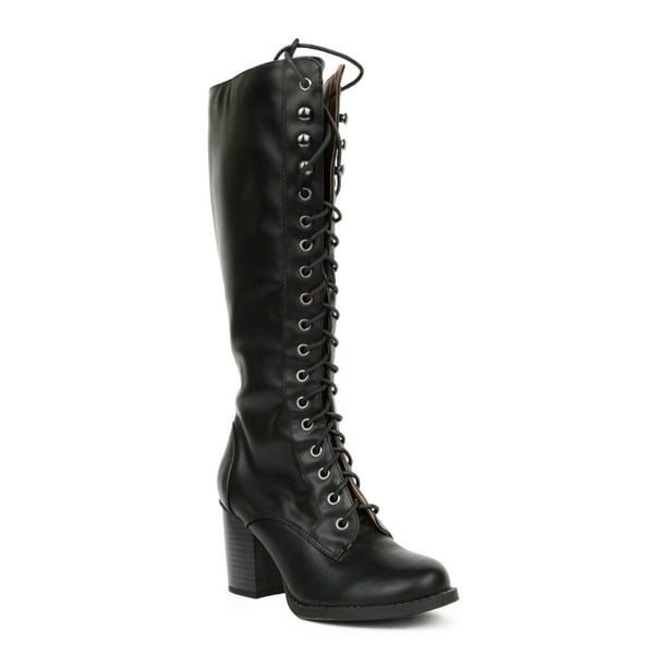 block heel lace up boots