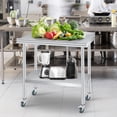 thumbnail image 1 of EDTara Stainless Steel Work Table With Wheels, 30" x 24" Commercial Prep Table With Backsplash, Adjustable Shelf, and Rounded Edges for Workshop, Kitchen, or Restaurant, 1 of 8