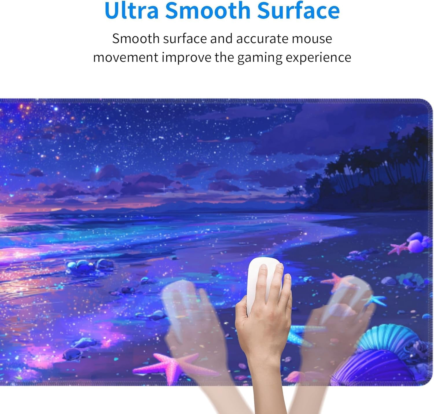 Beach Mouse Pad Extended Large Gaming Mouse Pad XL Stitched Edges for Gamer Home Office 31.5 X 11.8 Inch