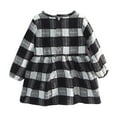 thumbnail image 2 of URMAGIC Toddler & Baby Girls Cotton Plaid Crewneck Long Sleeve Casual Dress, 2 of 4