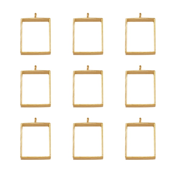 10 pc Alloy Open Back Bezel Big Pendants For DIY UV Resin Epoxy Resin Pressed Flower Jewelry Rectangle Golden 29x20x5mm Hole: 2.2mm