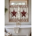 thumbnail image 4 of Red Texas Star Vintage Bathroom Window Curtain, Farmhouse Berry Grey Wooden Light Filtering Coffee Kitchen Curtains, Bedroom Living Room Curtains 2 Panel 84"x54", 4 of 6