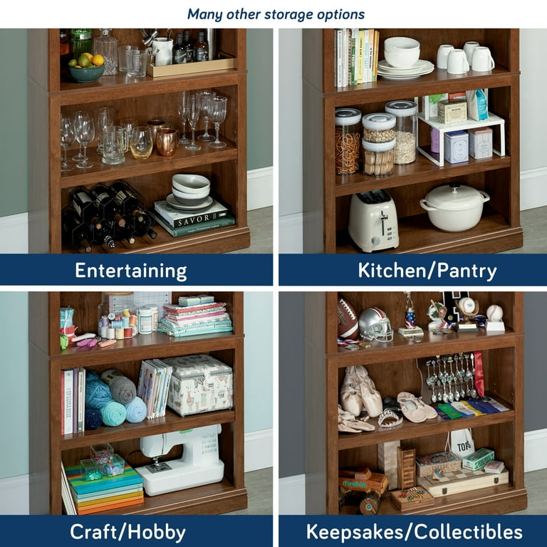 Sauder 【アメリカ老舗家具メーカー】木製マガジンラック付きキャビネット Sauder, Bookcase, 5-Shelf, Oiled Oak Finish, Adjustable Shelves