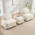 thumbnail image 2 of LifeSky Teddy Fabric Cloud-Like Loveseat Sofa for Apartment Living Room: Double-Layer Cushion Stays Supportive 3H, Curved Backrest w/ Lumbar Pillows, Modular 2-Seater Couch w/ Movable Ottoman, 2 of 11