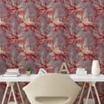 thumbnail image 2 of Ambesonne Garden Peel & Stick Wallpaper for Home, Roses Twigs Leaves Pattern, 13"x36", Dark Fuchsia and Slate Brown, 2 of 5