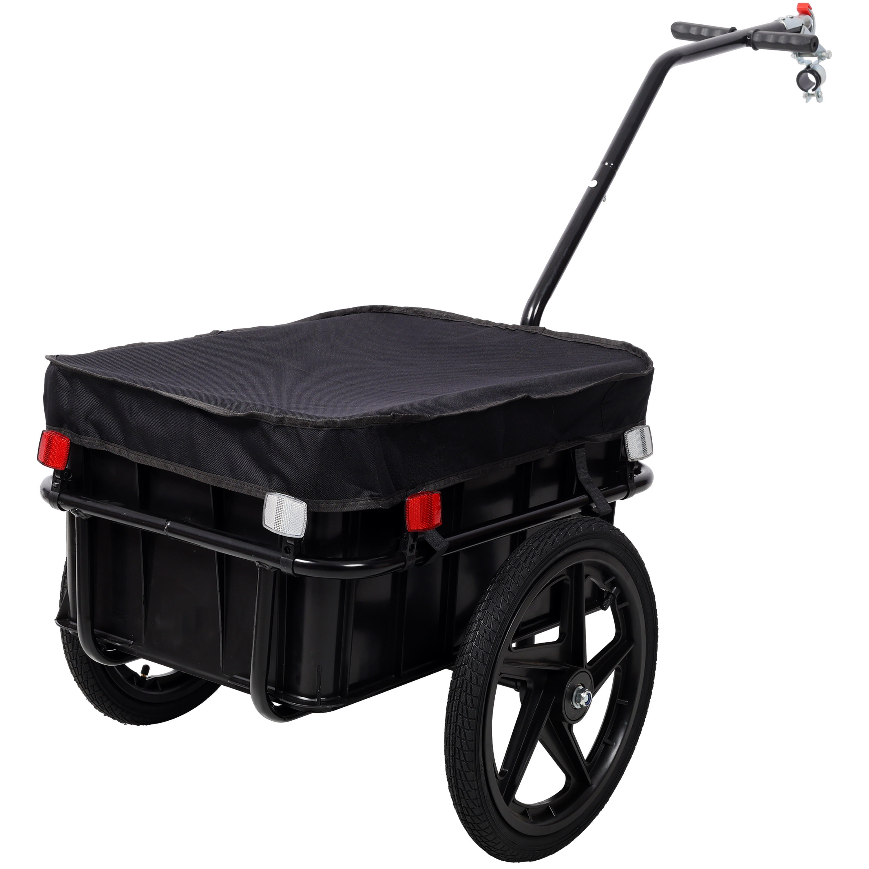 Bike Cargo Trailer with Support Bar, 600D PVC Waterproof Cover, Removable Box, Utility Bike Wagon Trailer for Shopping Camping and Outdoor Activities