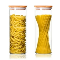 2pcs Glass Spaghetti Pasta Storage Container with Lids 71oz Set of 2 Glass Jars with   Bamboo Lids Kitchen Pantry Jars