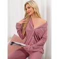 thumbnail image 3 of DARING DIVA Women's Button Up Tops with Pants Pajama Sets XS Pink, 3 of 6