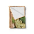 thumbnail image 2 of Winery Soft Flannel Fleece Blanket, Wine Bottle and Bunch of Grapes on Wooden Table Background Romantic Italian Dinner, Cozy Plush for Indoor and Outdoor Use, 60" x 80", Green Brown, by Ambesonne, 2 of 5