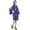 Royal Blue, variant on Bimba Women Floral Print Kimono Robe Cotton Poplin Bridal Sleepwear Cover Up - 4