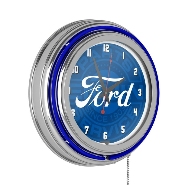 Ford Chrome Double Rung Neon Clock Ford Genuine Parts